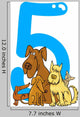 Number Five and 5 Dogs Wall Decal