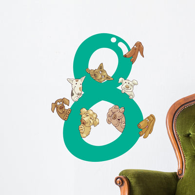 Number Eight and 8 Wall Decal shown on a wall