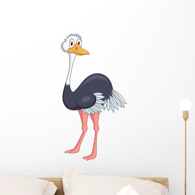 Ostrich Cartoon Wall Decal shown on a wall