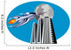 Rocketship flying over buildings Wall Decal