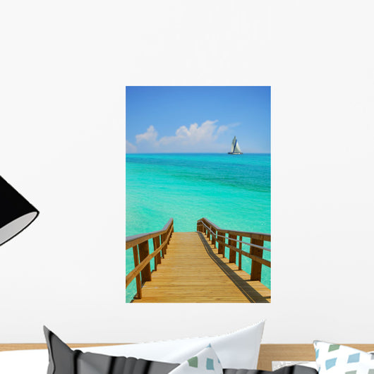 Dock and Sailboat Wall Mural