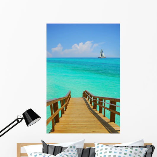Dock and Sailboat Wall Mural