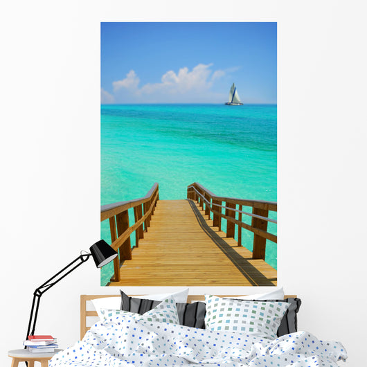 Dock and Sailboat Wall Mural