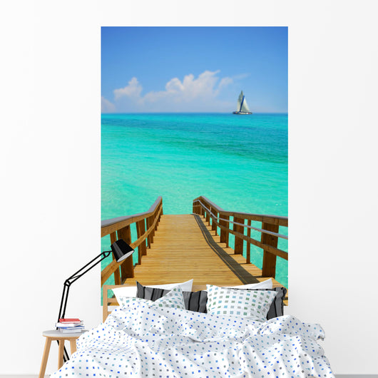 Dock and Sailboat Wall Mural