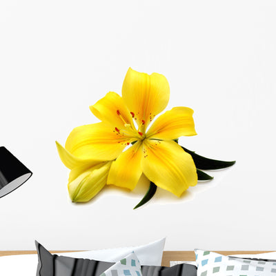 Yellow Lily Wall Decal shown on a wall