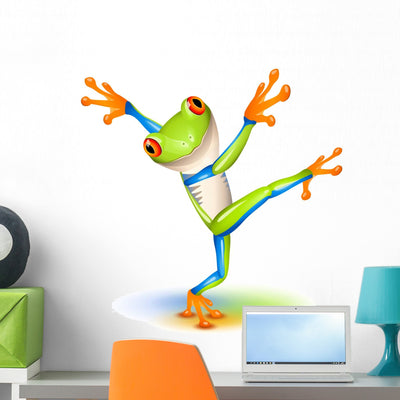 Dancing Tree Frog Wall Decal shown on a wall