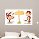 Monkeys with Banner Wall Mural