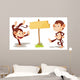 Monkeys with Banner Wall Mural
