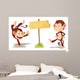 Monkeys with Banner Wall Mural