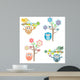 Blooming tree and branches with sitting owls and birds Wall Decal