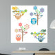 Blooming tree and branches with sitting owls and birds Wall Decal