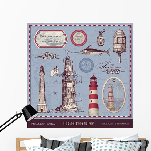 Vector Set Lighthouse Vintage