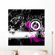 Black and White Design with Purple Splatters Wall Decal