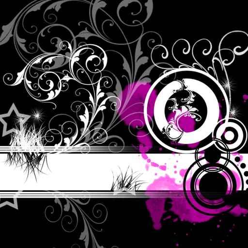 Black and White Design with Purple Splatters Wall Decal