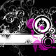 Black and White Design with Purple Splatters Wall Decal