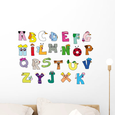 Alphabet Wall Decal Sticker Set shown on a wall