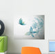 Azure Flowers Like Butterflies Surreal Sketch Wall Mural