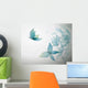 Azure Flowers Like Butterflies Surreal Sketch Wall Mural
