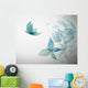 Azure Flowers Like Butterflies Surreal Sketch Wall Mural