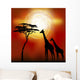 African Landscape With Giraffes Wall Mural