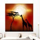 African Landscape With Giraffes Wall Mural