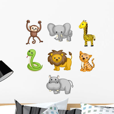 Wild Animals Cartoon shown on a wall