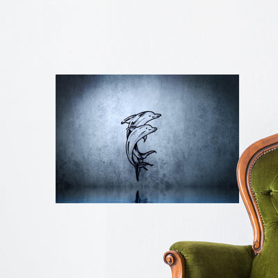Dolphin Tattoo shown on a wall
