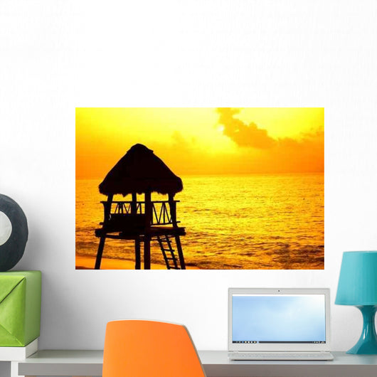Beach Lifeguard Tower at Sunset Caribbean Wall Decal