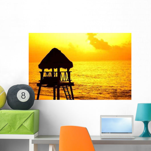 Beach Lifeguard Tower at Sunset Caribbean Wall Decal