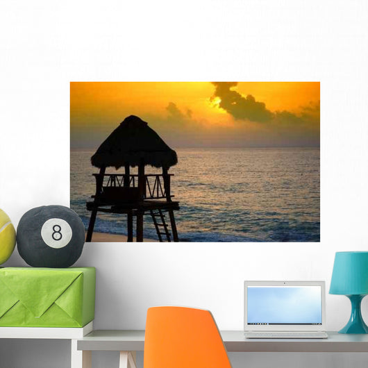 Beach Lifeguard Tower Silhouette Caribbean Wall Decal