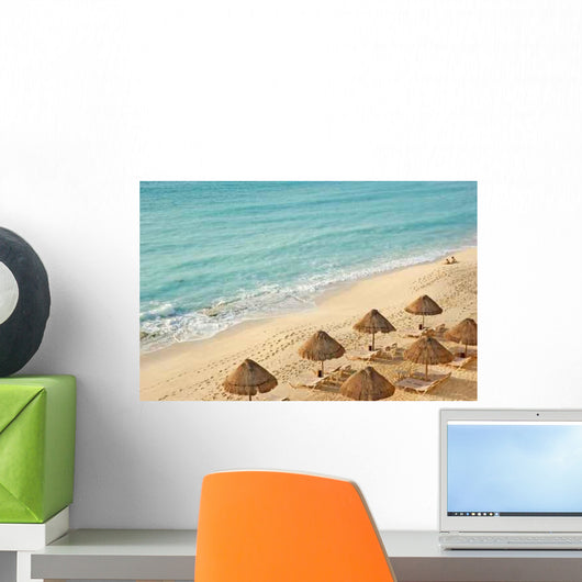 Thatch Beach Umbrellas Caribbean Wall Decal