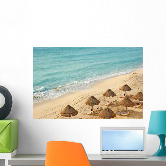 Thatch Beach Umbrellas Caribbean Wall Decal