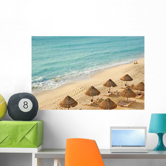 Thatch Beach Umbrellas Caribbean Wall Decal