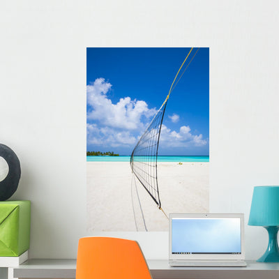 Volleyball Net Beach Wall Mural shown on a wall