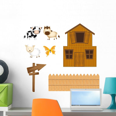 Farm Vector Wall Mural shown on a wall