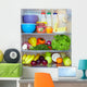 refrigerator full of healthy fruits, vegetables and dairy Wall Mural