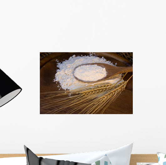 White flour with wheat ears Wall Mural