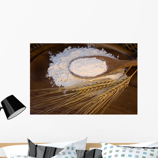 White flour with wheat ears Wall Mural