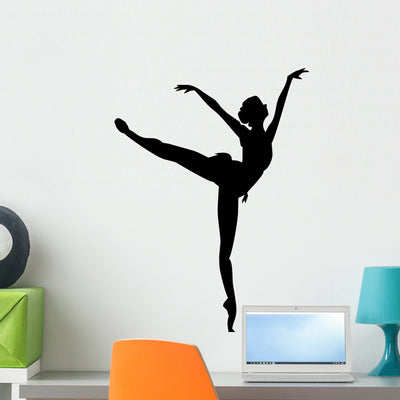 Ballerina Silhouette - Plie Wall Decal shown on a wall