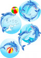 Dolphins Play Ball Wall Decal Sticker Set