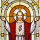Jesus window painting in cemetery Wall Mural