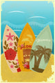 Surfboards on the beach Wall Mural