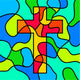 Stained Glass Cross Wall Mural
