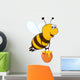 Vector happy bee flying with a brimful jar of delicious honey Wall Decal