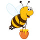 Vector happy bee flying with a brimful jar of delicious honey Wall Decal