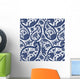 Traditional Blue Paisley Floral Pattern Wall Decal