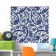 Traditional Blue Paisley Floral Pattern Wall Decal