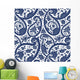 Traditional Blue Paisley Floral Pattern Wall Decal