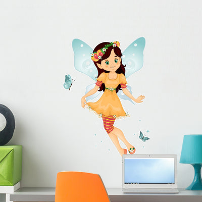 Fairy Fishing-peach Fairy Wall Decal shown on a wall