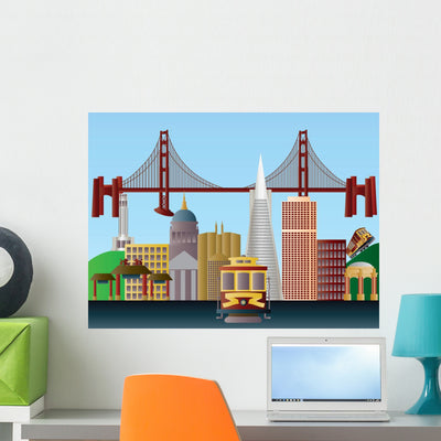 San Francisco City Skyline shown on a wall